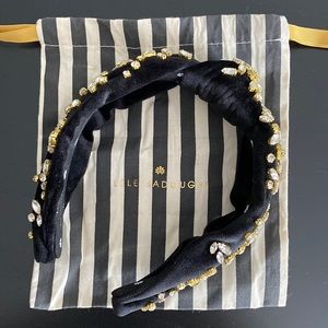 Black velvet crystal Lele Sadoughi headband